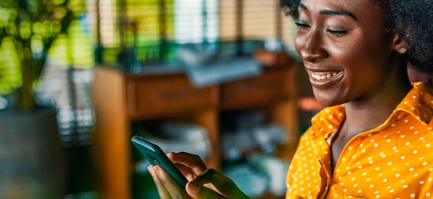 usps forever stamps deliver happy black woman Yellowshirt