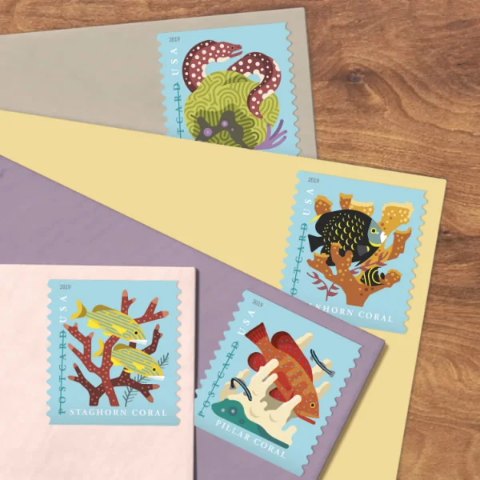 USPS Forever Coral Reefs Postcard Stamps main