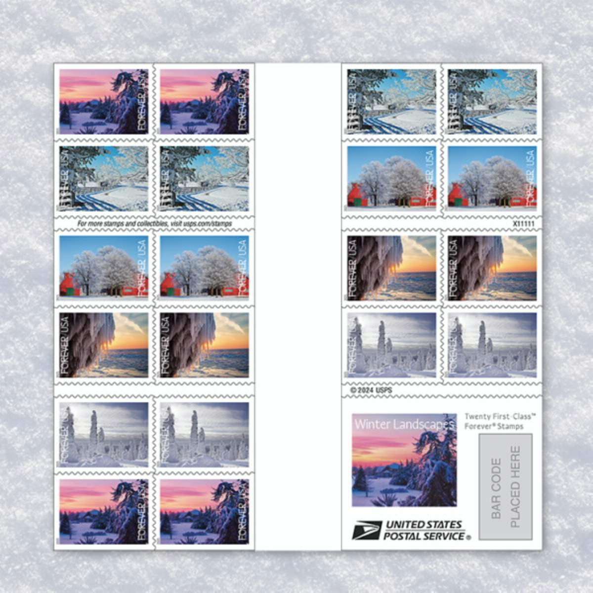 bulk discount wholesale season winter landscapes stamps