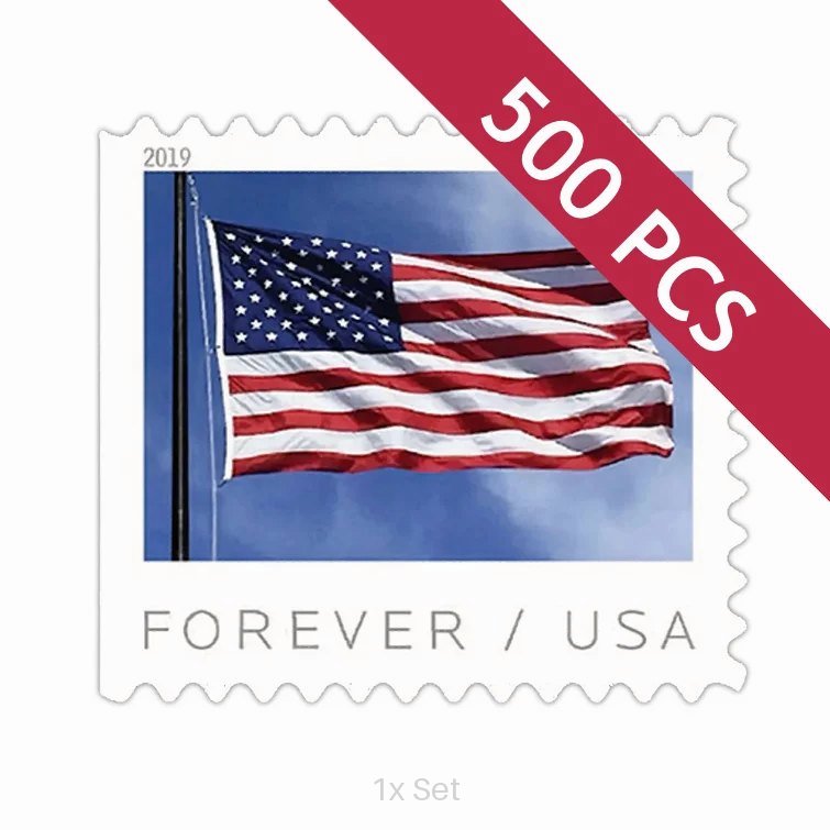 Economy 2019 US Flag Stamps Institutional Communication & Enrollment Logistics || 500Pcs (5 Rolls)