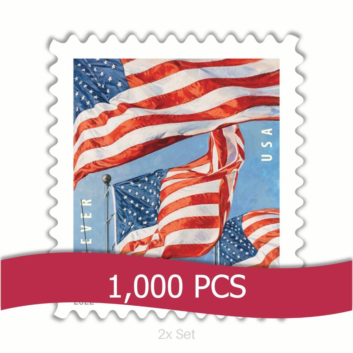 Bulk 2022 US Flag Stamps Premium Stationery & Elegant Event Mailing Pack || 2000Pcs (20 Rolls)