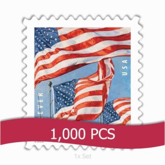 Economy 2022 US Flag Stamps Quarterly Seasonal Outreach & Greeting Fulfillment Pack || 1000Pcs (10 Rolls)