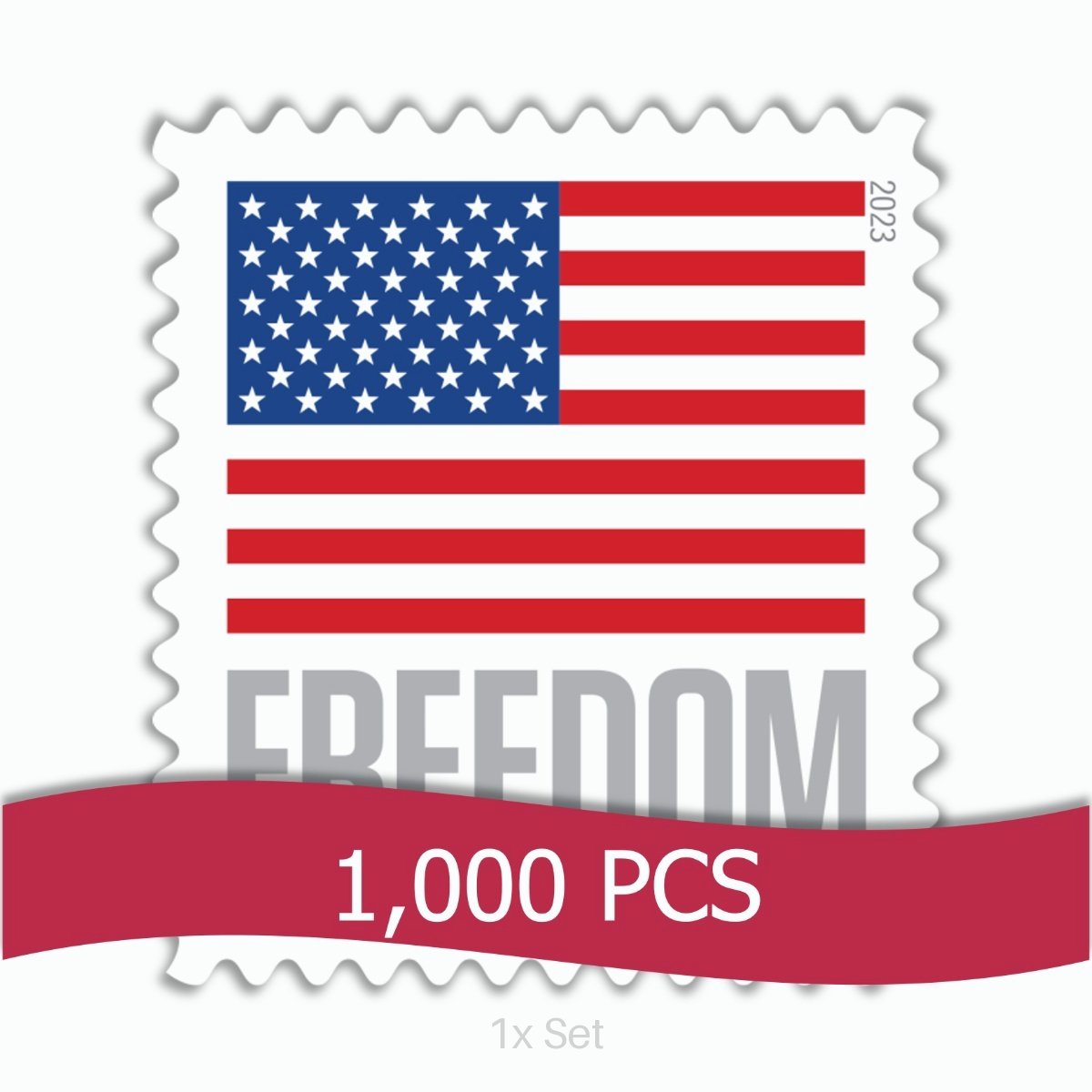 Bulk 2023 US Flag Stamps Quarterly Seasonal Outreach & Greeting Fulfillment Pack || 1000Pcs (10 Rolls)