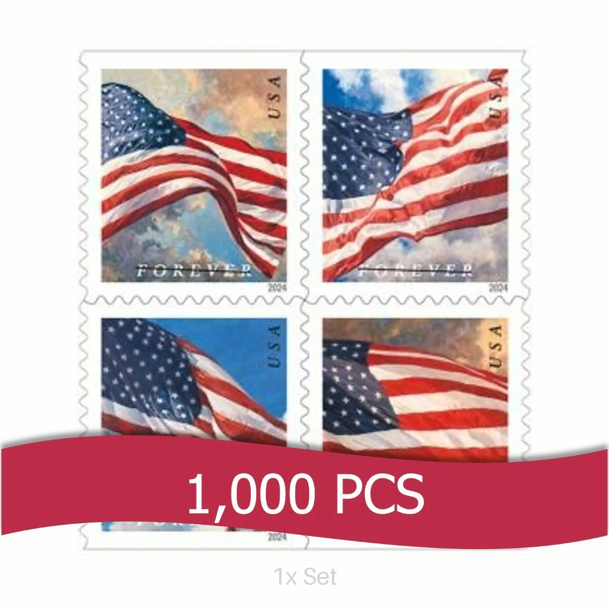 Wholesale 2024 US Flag Stamps Premium Stationery & Elegant Event Mailing Pack || 1000Pcs (10 Rolls)