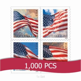 Economy 2024 US Flag Stamps Quarterly Seasonal Outreach & Greeting Fulfillment Pack || 1000Pcs (10 Rolls)