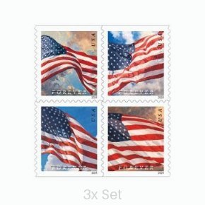 Authentic 2024 US Flag Stamps Seasonal Route Marketing & Service Promotion Pack || 300Pcs (3 Roll)