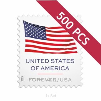 Low Cost 2025 US Flag Stamps Quarterly Seasonal Outreach & Greeting Fulfillment Pack || 500Pcs (5 Rolls)