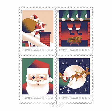 Economy A Visit From St. Nick Stamps Professional Business Logistics & Bulk Mailing Pack || 100Pcs (5 Books)