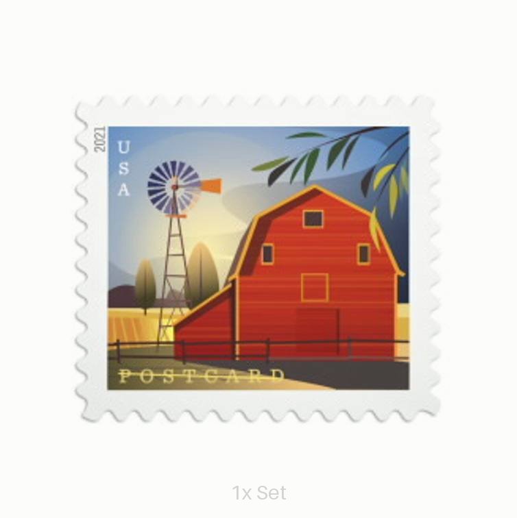 Cheap Barns Postcard Stamps Institutional Communication & Enrollment Logistics || 100Pcs (5 sheets)