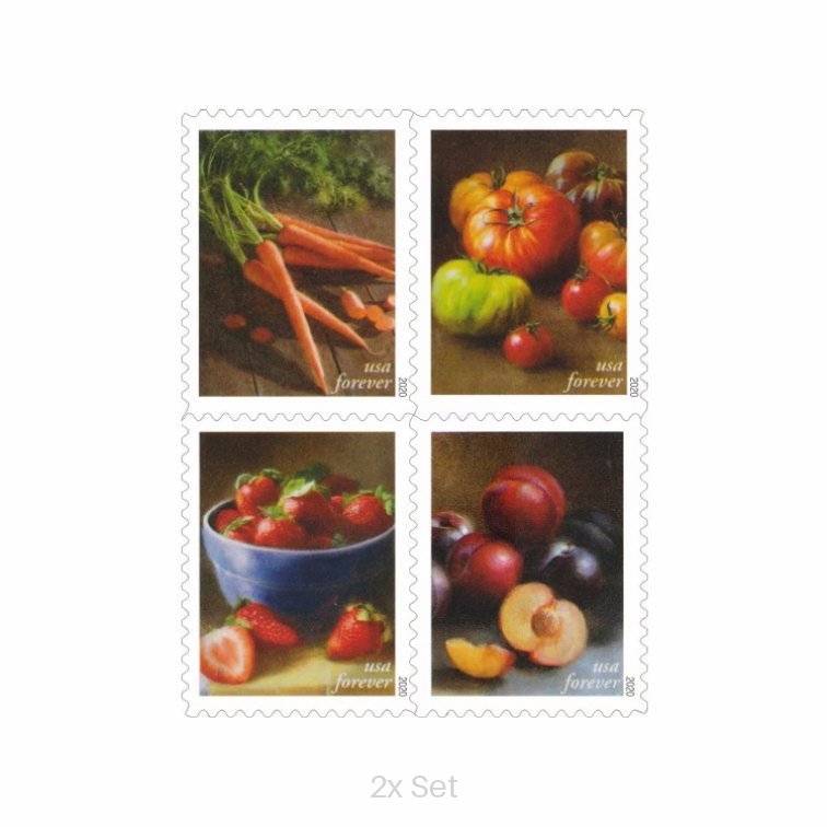 Bulk Fruits and Vegetables Stamps Fiscal Reporting & Tax Season Compliance Logistics || 200Pcs (10 books)
