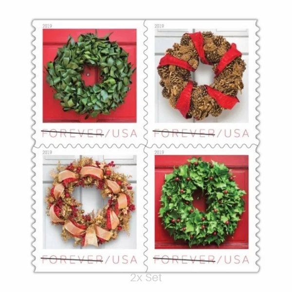 Best Price Holiday Wreaths Stamps Professional Business Logistics & Bulk Mailing Pack || 200Pcs (10 Books)