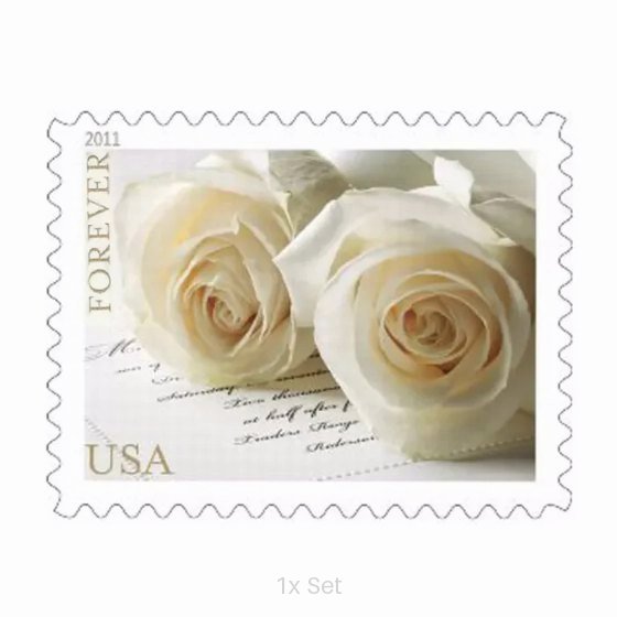 Bulk White Roses Stamps Formal Legal Notices & Professional Document Delivery || 100Pcs (5 Sheets)