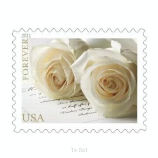 Wholesale White Roses Stamps Quarterly Seasonal Outreach & Greeting Fulfillment Pack || 100Pcs (5 Sheets)